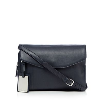 Navy silver plated detail cross body bag